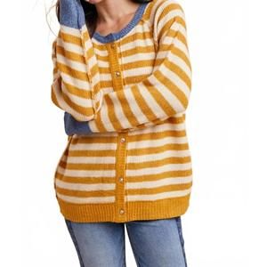 NEW ANNIEWEAR striped ribbed cardigan in marigold